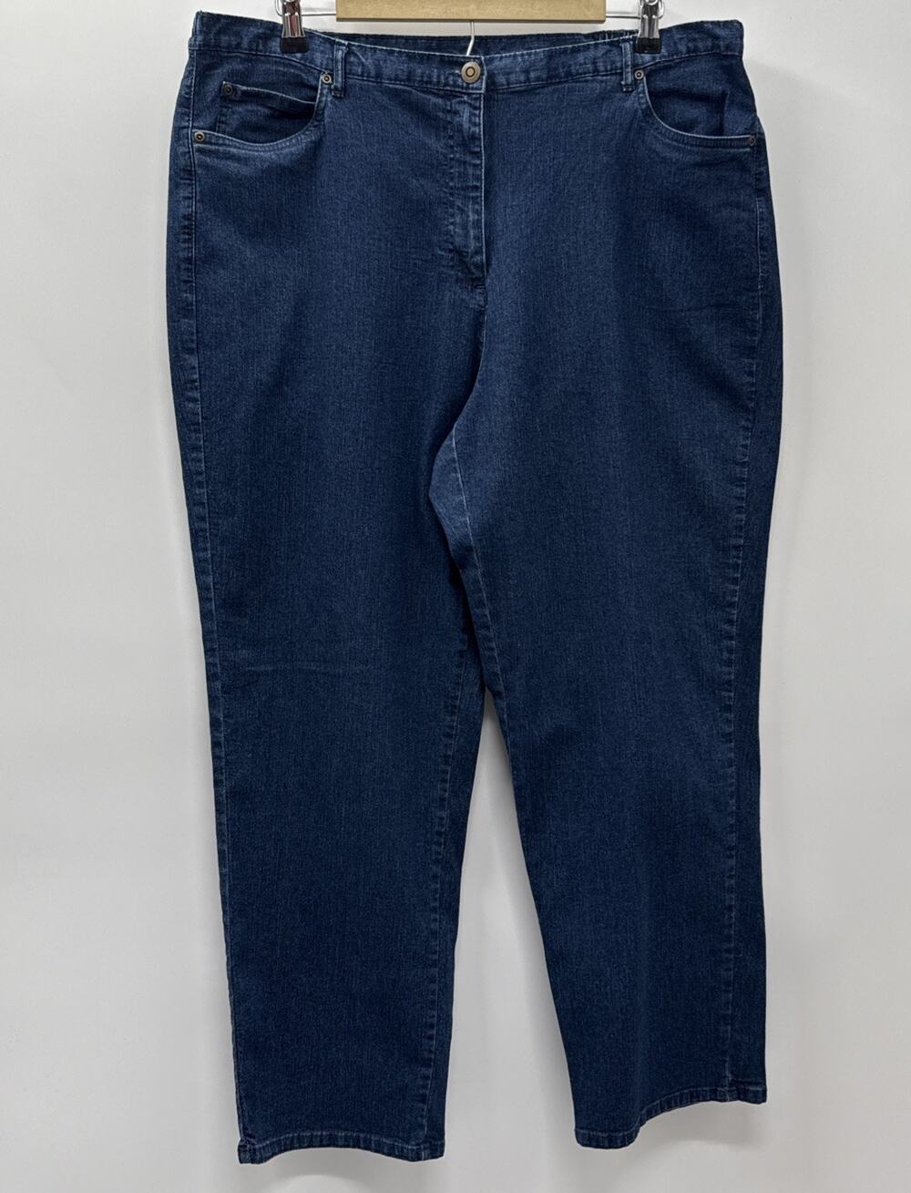Ruby Rd Jeans Women Blue 5 Pocket Sz 18W Back Elastic Waist Zip Button Comfort